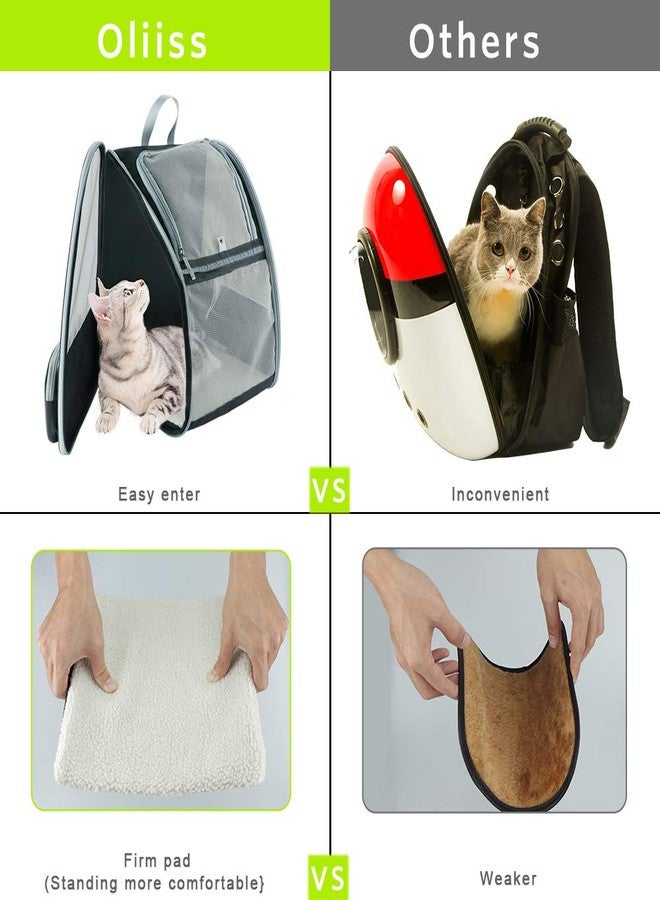 Qpets حقيبة ظهر لحمل القطط من كيو بيتس® بتصميم يسمح بمرور الهواء، مناسبة للطقس الحار، قفص قابل للتوسيع للقطط والكلاب، حقيبة للقطط، حقيبة سفر للحيوانات الأليفة بتصميم حقيبة ظهر، حقيبة للحيوانات الأليفة الصغيرة (رمادي) - Image 3
